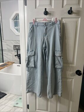 Love Cult Light Wash Denim Cargo Pants Baggy Utility Y2K Small